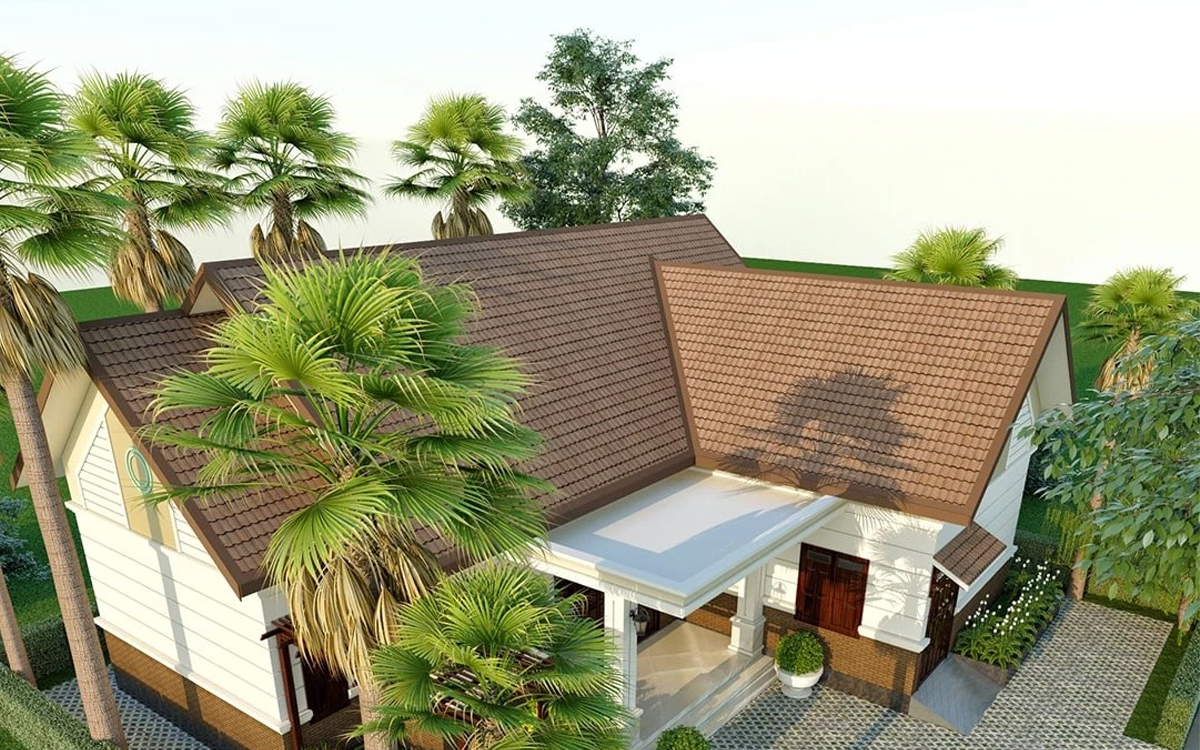Mẫu thiết kế nhà mái Thái lợp tôn giả ngói theo phong cách cổ điển